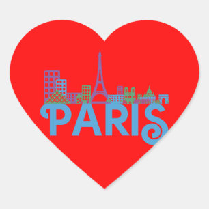 Skyline Paris Hart Sticker