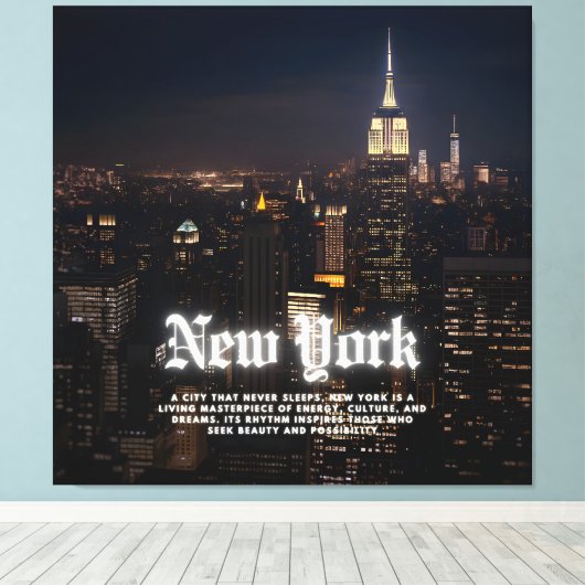 Skyline Poster Sjabloon van New York Canvas Afdruk (Insitu (Houten vloer))