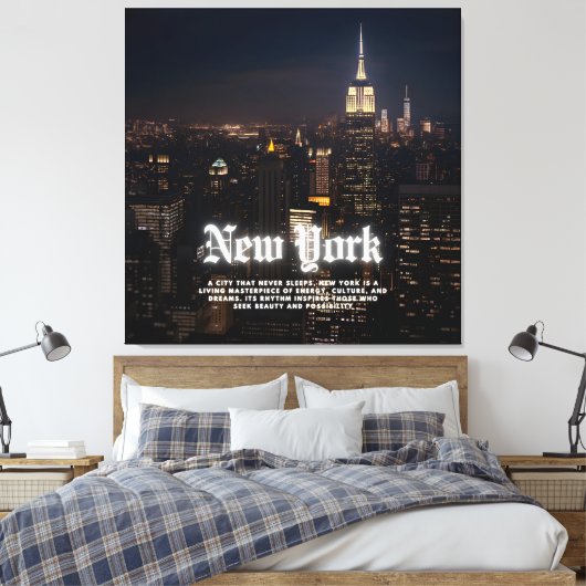 Skyline Poster Sjabloon van New York Canvas Afdruk (Insitu (Slaapkamer))
