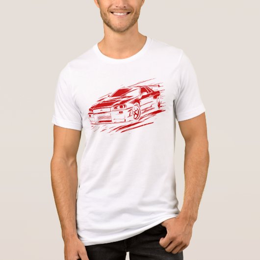 Skyline R34 Legendary JDM Illustratie - Rood Tri-Blend Shirt (Voorkant)