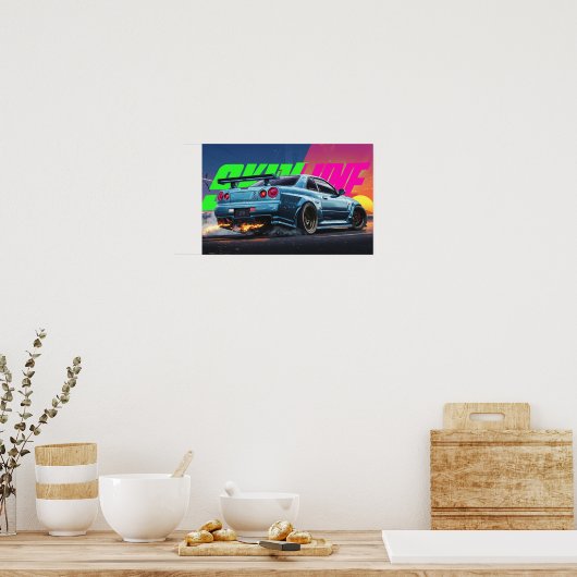 Skyline R34 Neon Drift Poster (Keuken)