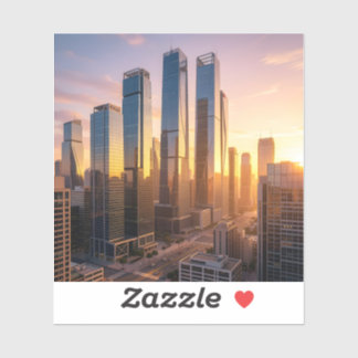 Skyline Radiance – City Skyline Art Square Sticker