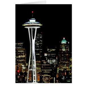 Skyline Seattle la nuit, avec Space Needle.