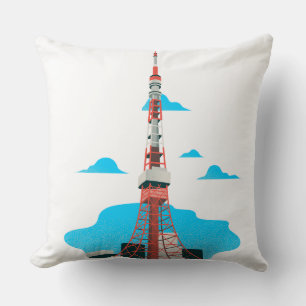 "Skyline Serenity: Blauwe Toren Kussen" Kussen