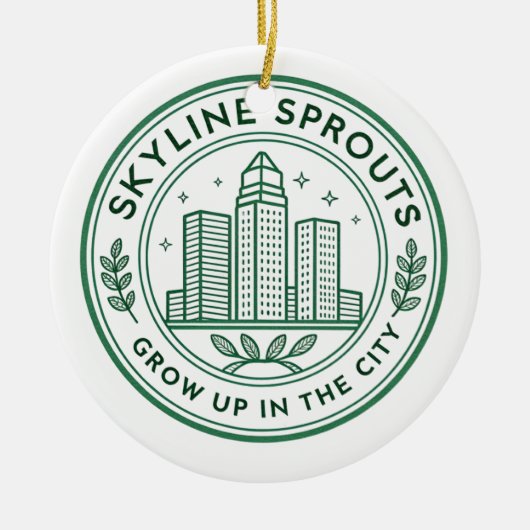 Skyline Sprouts Memorial Ornament | Urban Farming (Voorkant)