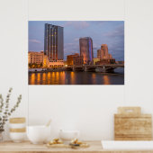 Skyline te Dusk, op de Grote rivier 2 Poster (Keuken)