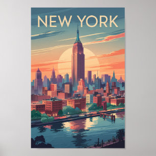 Skyline Travel Art Vintage van New York Poster
