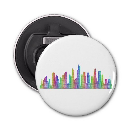 Skyline uit Chicago Button Flesopener (Voorkant)