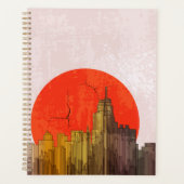 Skyline urbain avec Red Sun Grunge Cityscape (Devant)