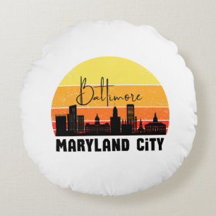 skyline van Baltimore Rond Kussen