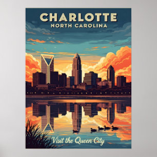 skyline van Charlotte North Carolina Poster