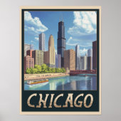 skyline van Chicago Poster (Voorkant)