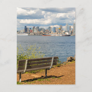 skyline van de stad Seattle Washington van Alki Be Briefkaart