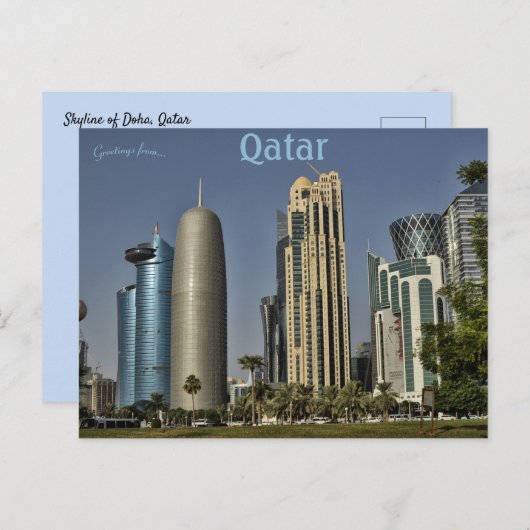 Skyline van Doha Qatar Briefkaart (Voorkant / Achterkant)