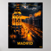 Skyline van Madrid - Charcoal Monochrome Art - Urb Poster (Voorkant)