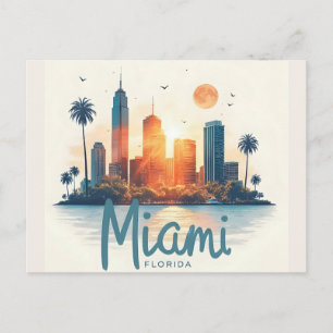 Skyline van Miami City Florida Briefkaart