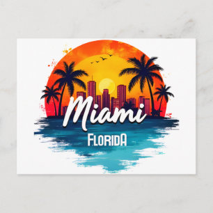 Skyline van Miami City Florida Briefkaart
