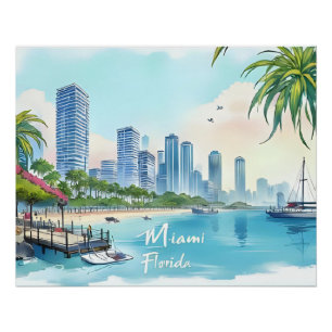 Skyline van Miami City Florida Perfect Poster