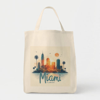 Skyline van Miami City Florida Tote Bag