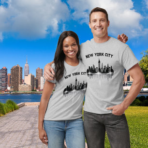 Skyline van New York City Mannen Grey T-shirt