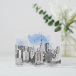 Skyline van New York City - vakantiereizen naar Ma Feestdagenkaart