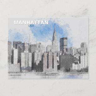 Skyline van New York City - vakantiereizen naar Ma Feestdagenkaart