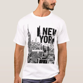 Skyline van New York City - Zwart-wit Streetwear T T-shirt