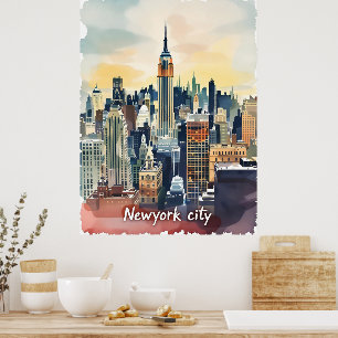 skyline van New York Modern stedelijk Poster
