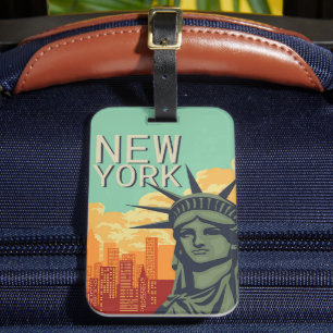 skyline van New York Vrijheidsbeeld Bagagelabel