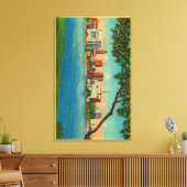 Skyline van Oakland over het Merritt-meer Canvas Afdruk (Insitu (Woonkamer))