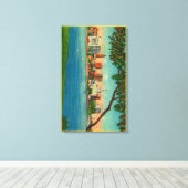 Skyline van Oakland over het Merritt-meer Canvas Afdruk (Insitu (Houten vloer))