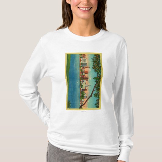 Skyline van Oakland over het Merritt-meer T-shirt (Voorkant)