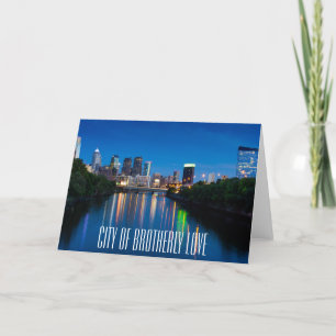 Skyline van Philadelphia bij Night Wenskaart Kaart