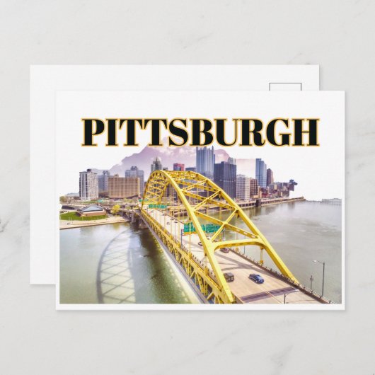 Skyline van Pittsburgh en Fort Pitt Bridge Briefkaart (Voorkant / Achterkant)
