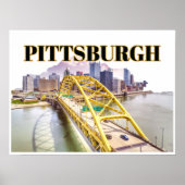 Skyline van Pittsburgh en Fort Pitt Bridge Poster (Voorkant)