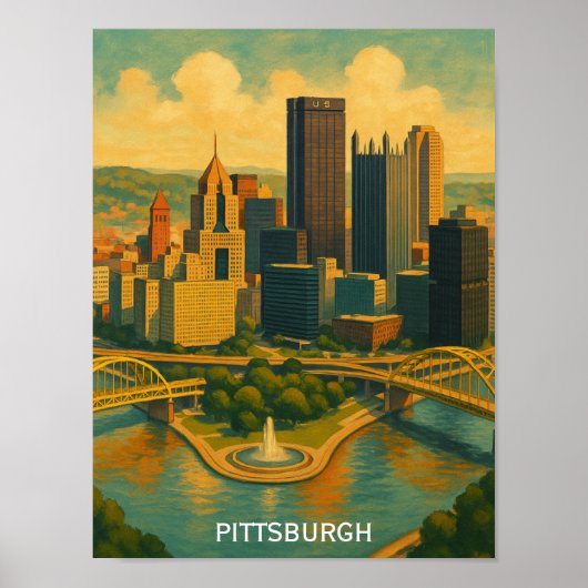  skyline van Pittsburgh Poster (Voorkant)