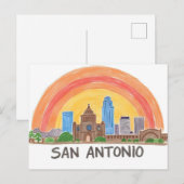 Skyline van San Antonio Texas Briefkaart (Voorkant / Achterkant)
