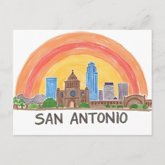 Skyline van San Antonio Texas Briefkaart (Voorkant)