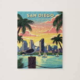Skyline van San Diego, Californië met zeemeeuw Legpuzzel