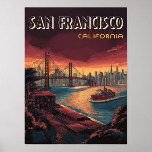 Skyline van San Francisco met Golden Gate Bridge Poster