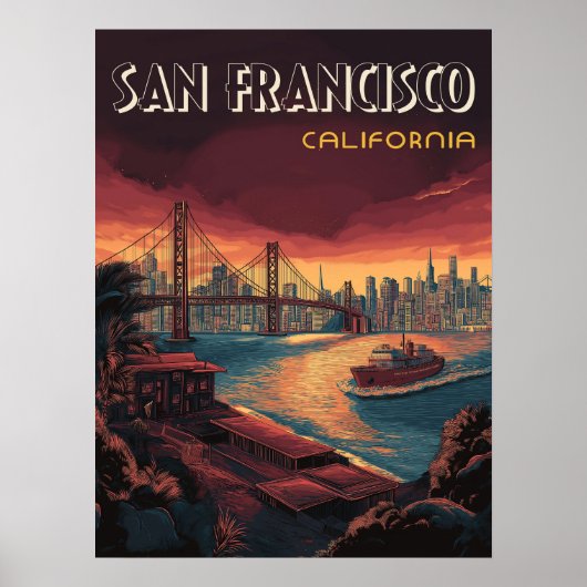 Skyline van San Francisco met Golden Gate Bridge Poster (Voorkant)