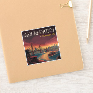 Skyline van San Francisco met Golden Gate Bridge Sticker