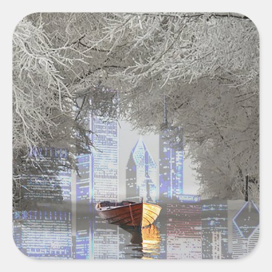 Skyline Vierkante Sticker (Voorkant)