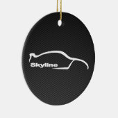 Skyline White Silhouette met koolstofvezel Keramisch Ornament (Rechts)