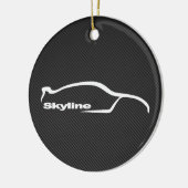 Skyline White Silhouette met koolstofvezel Keramisch Ornament (Links)