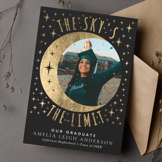 Sky's de Limit Afstuderen Foto Aankondiging Kaart