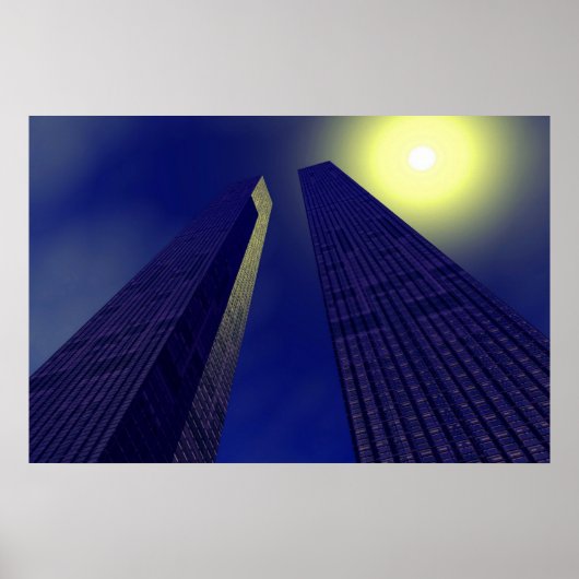 Skyscapers in het blauw poster (Voorkant)