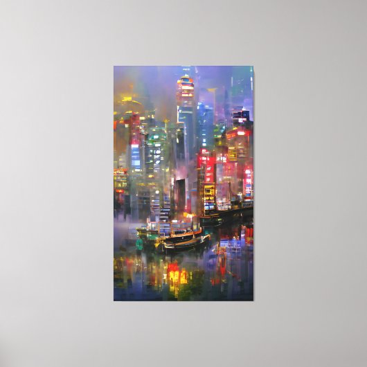 Skyscraper - Abstract schilderen van kleurige kleu Canvas Afdruk (Voorkant)