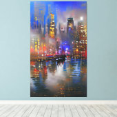 Skyscraper - Abstract schilderen van kleurige kleu Canvas Afdruk (Insitu (Houten vloer))