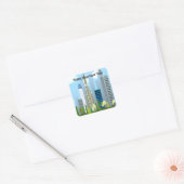 Skyscraper Day Vierkante Sticker (Envelop)